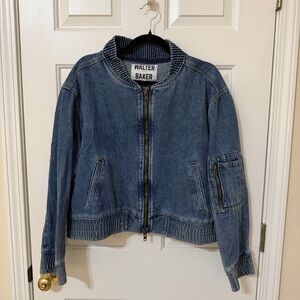 Walter Baker Sadey Bomber Med-Dark Wash Denim Jacket size XL